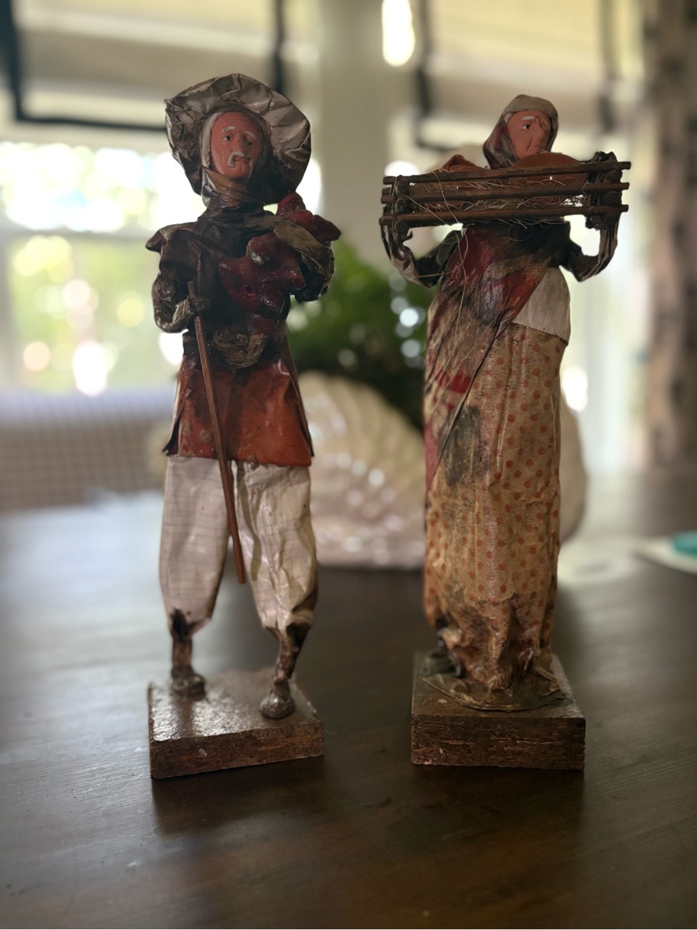 Vintage Mexican folkart paper, Mâché, peasants, man, and woman